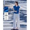 Women's Lyocell Linen Blend Pleated Top & Wide-Leg Pants Set