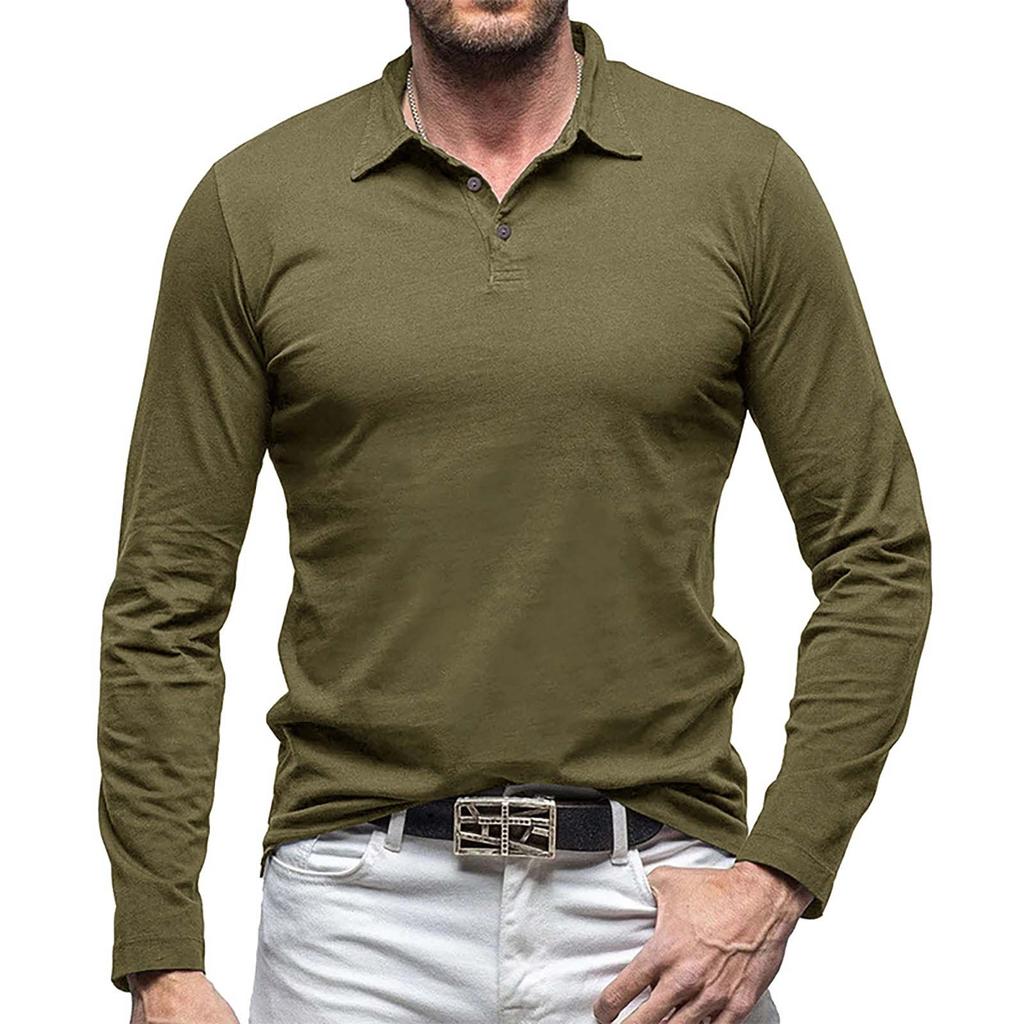 Men's T-shirt Solid Color Long Sleeved Cotton Base Top T-shirt Sweatshirt