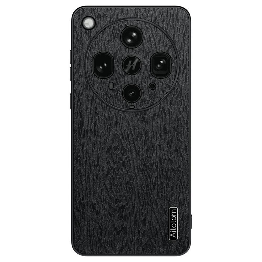 For Oppo Find X8 Ultra 5G Case Wood Texture PU Leather Coated PC TPU Phone Cover