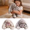 Huggable Plush Bunny Toy Stuffed Plaid Bow Rabbit Plushie Simulation Animal Doll Home Living Room Bedroom Decoration Birthday Gift