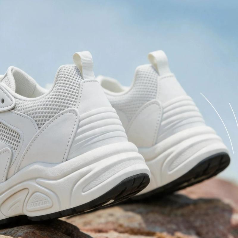 White Heightening Shoes For Men'S Summer Mesh Breathable 7cm Invisible Height Increasing Sports Daddy Shoe Retro Casual Sneakers