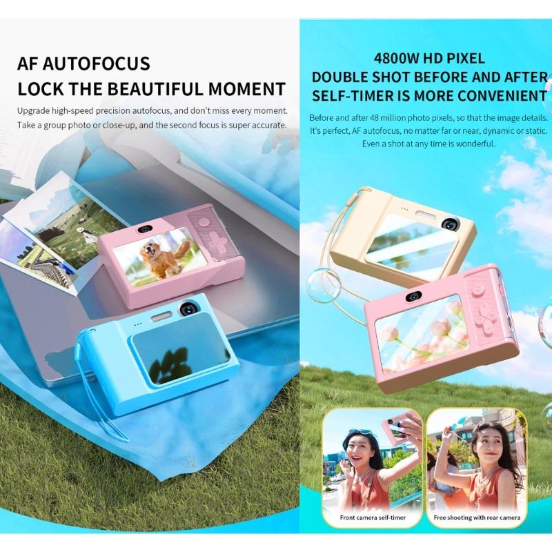 Portable Digital Camera 1080P 48MP Retro CCD Card Machine Memory Card Transmission Supported for Students Kids