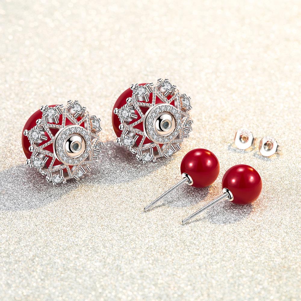 Roztomilé oboustranné náušnice s perlovou krajkou - Valentýnský a vánoční dárek pro ženy