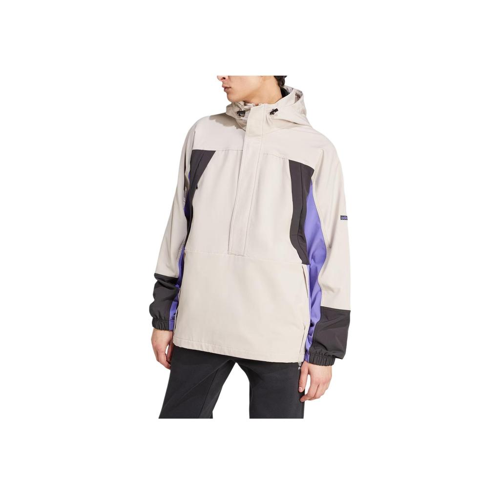 Adidas Originals Colorblock Loose Long Sleeve Hooded Sports Jacket Men Outerwear Earthy-Brown JF2855