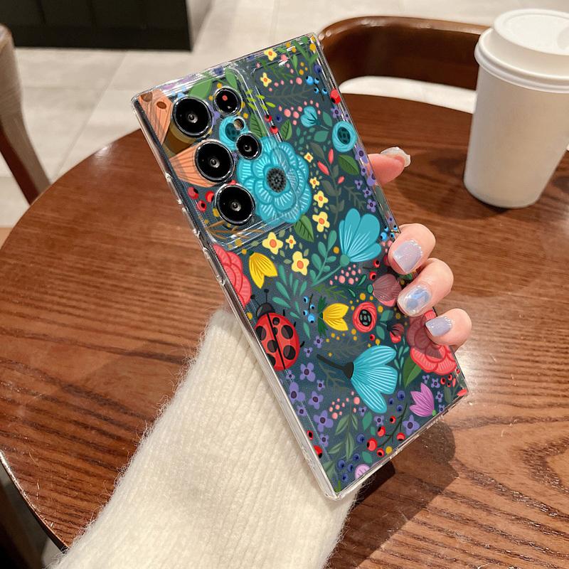 Romantic Flower Patterned Phone Case For Samsung Galaxy S26 S25 S24 S23 Ultra S22 Plus S24 S21 FE S25 Edge Clear TPU Soft Cover