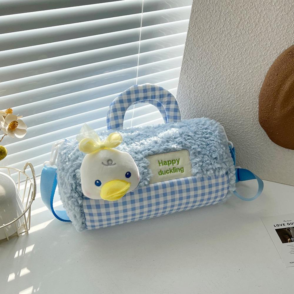 

Plush Doll Doll Shoulder Bag Phone Bag Cartoon Plush Schoolbag Cylindrical Plush Backpack Lady синий