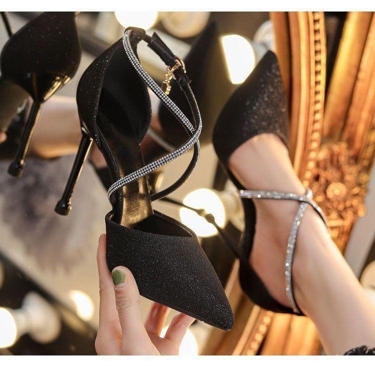 Internet Celebrity Temperament Muse Fan 2025 New French Girl Stiletto Cross Strap Single Shoes Spring High Heels Women