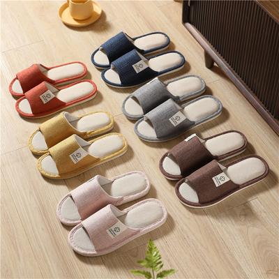 Linen Slippers Male Home Indoor Household Non-slip Four Seasons Cotton Slippers Female Mute