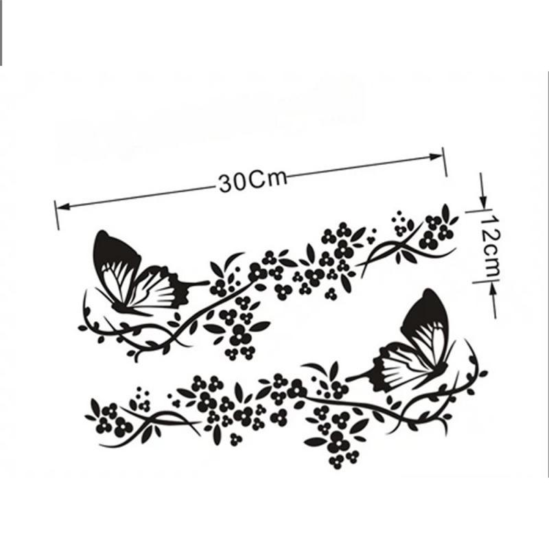 2~5PCS Flying Butterfly Flower Car Decal Water-resistant Car Door Window Sticker Decor High Stickiness Car-Styling Vinyl