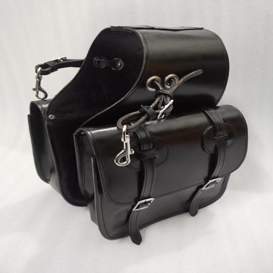 Premium Leather Western black Trail Horse Saddle Black Bag for Horse Trail Riding Saddle Bag.