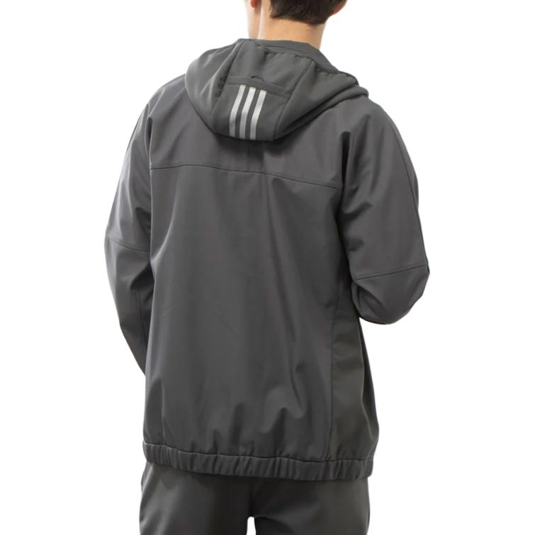 adidas Solid Color Hooded Zip-Up Long Sleeve Jacket Men Jacket Gray IK7354