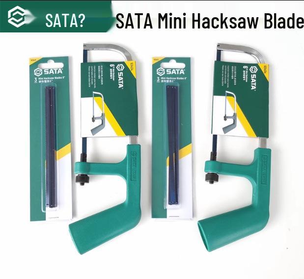 SATA Mini Hacksaw Frame Series — Small Woodworking Hand Saw with Blade (93404, 93411) 3-Pack Mini Saw Blades 93411