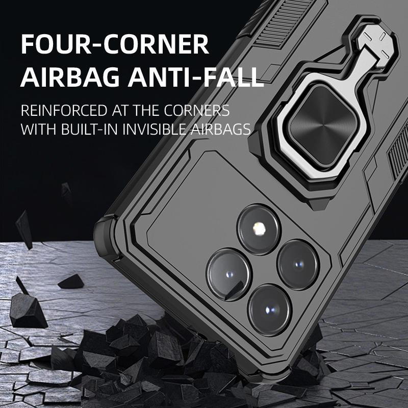 KEYSION Shockproof Armor Case for POCO F6 Pro Soft Silicone+PC Upright Metal Ring Stand Phone Cover for Xiaomi POCO X6 Pro 5G
