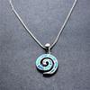 Boho Cute Animal Snail Spiral Design Pendant Necklace For Women Inlay Blue Imitation Opal Necklace Wedding Party Jewelry Gifts