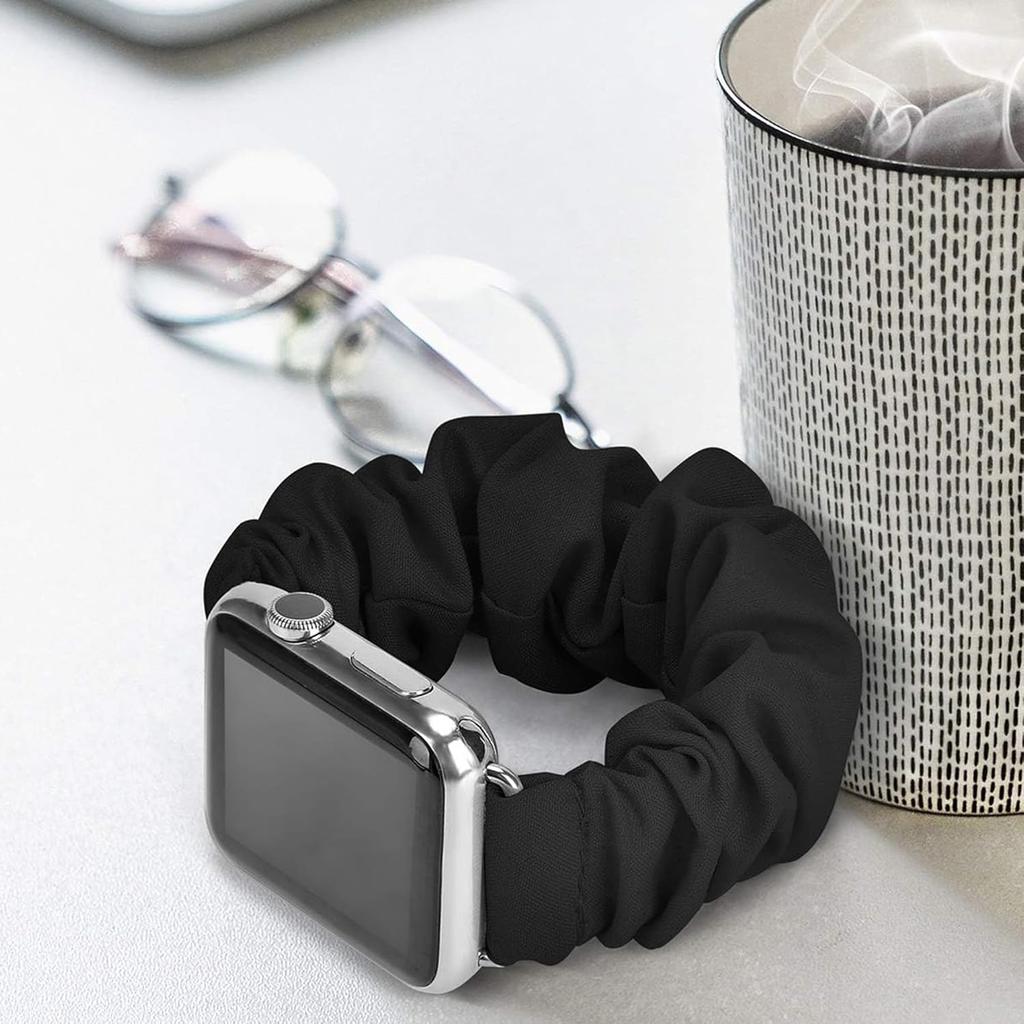 Compatible for Garmin Forerunner 165 Band, Lamshaw 20mm Fabric Elastic Scrunchie Elastic Women Replacement Straps Compatible with Garmin Vivoactive