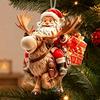 Creative Festive Home Ornaments 8/16/24/32Pcs 2D Flat Christmas Wooden Ornaments, Santa Claus Riding Bicycle Hanging Xmas Door And Window Decorations