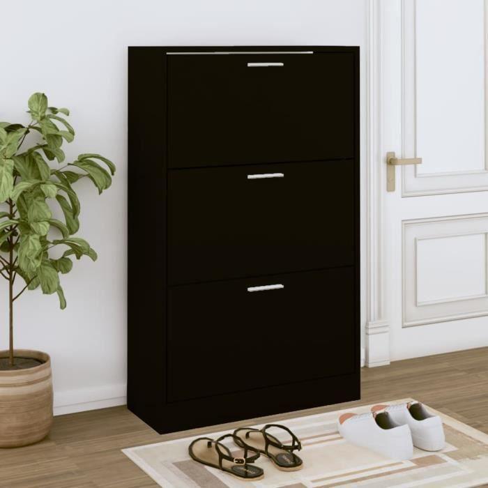 342552 vidaXL Armoire à chaussures Noir 63x24x103 cm Bois d'ingénierie