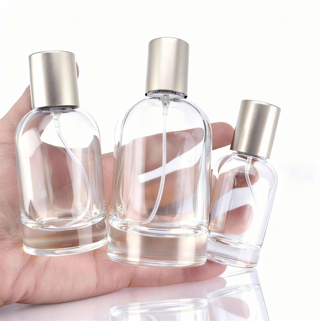Transparent Cylindrical Glass Perfume Bottle with Bayonet Screw Cap