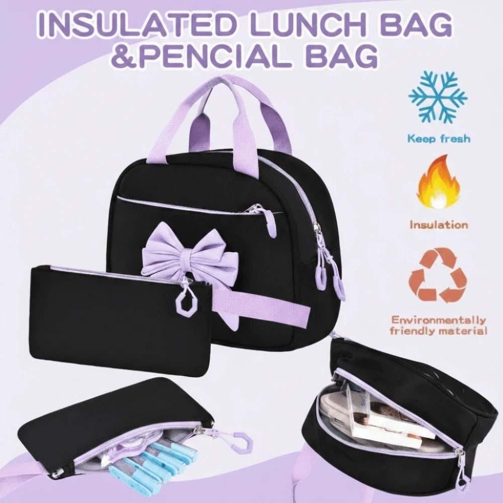 Zaino a tre pezzi per la scuola Zaino casual per studenti Zaino in nylon leggero con fiocco Quotidiano