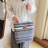 Canvas Bucket Bag With Leopard Print And Geometric Pattern For Urban Women Daily Use