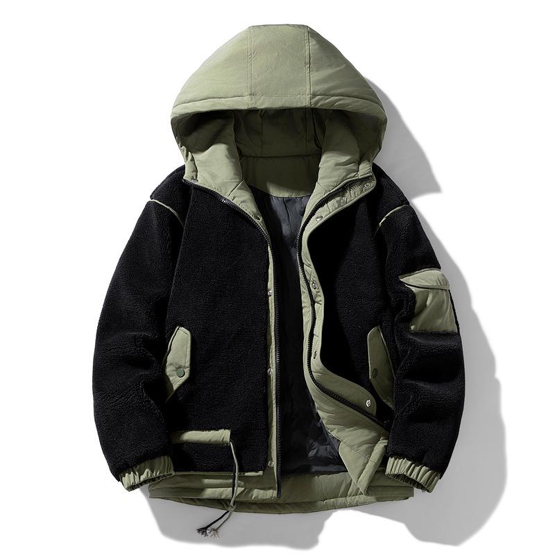 New lambswool men's and women's winter windproof fleece thickened cotton jacket couple style student thickened jacket trendy cotton jacket