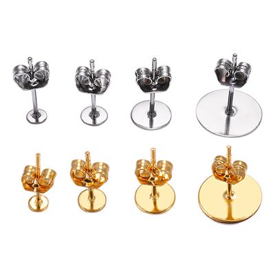 20-100 stks/partij Goud Roestvrij Staal Blank Post Oorbel Studs Base Pins Met Oorbel Plug Bevindingen Oor Terug Voor DIY Sieraden Maken