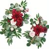 2Pcs Artificial Rose Flowers Green Plant Decoration, For Outdoor Patio Garden Wedding Reception Background Decoration, Flower Decoration Wall Home