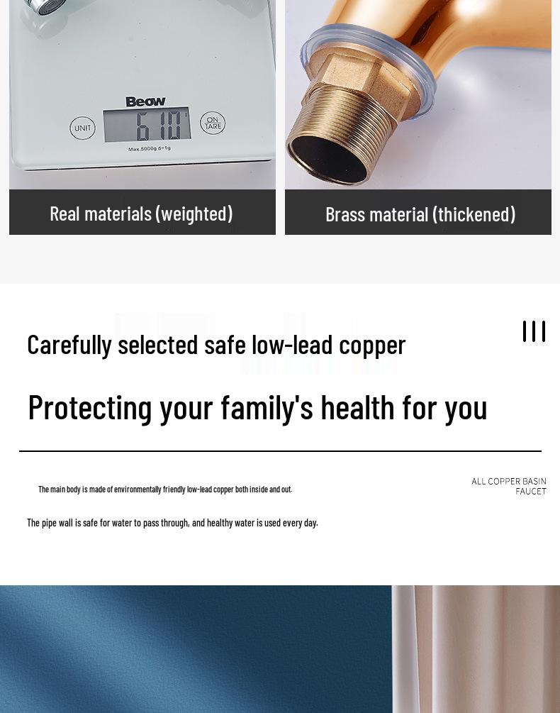 All-Copper Single Hole Hot and Cold Bathroom Countertop Basin Faucet