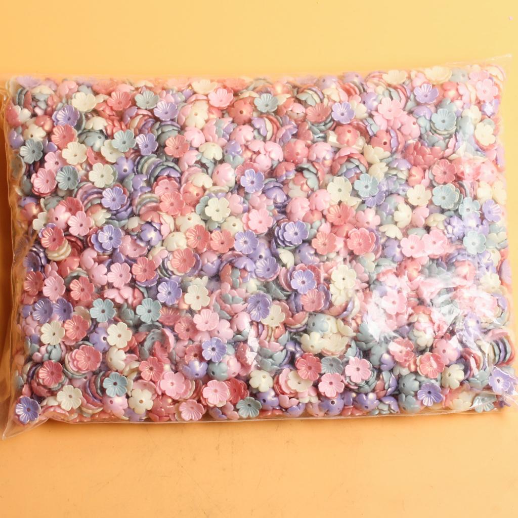 500g About 3630pcs Fashion Acrylic Beads Colored Five-petal Flower Handmade Materials 10.5mm