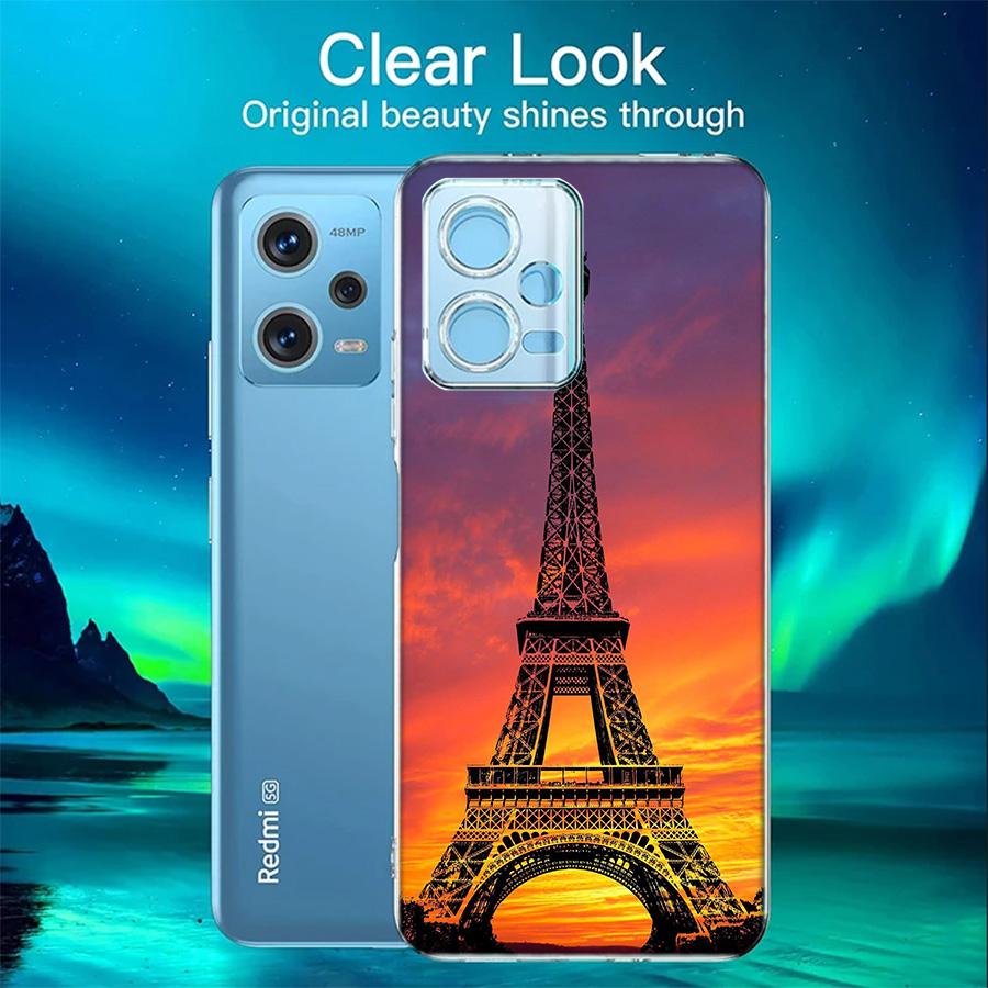 Eiffel Tower Art Phone Case For Redmi 12 13C 12C 15C 9 10 10C Note 13 Pro Plus 14 15 Pro 9T 9C 9A TPU Soft Cover Clear Cell Case