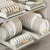 Sliding Dish Rack Kitchenware Storage Shelf Kitchen Dish Drying Rack Cabinets Organizer with Chopstick Barrel Storage Basket