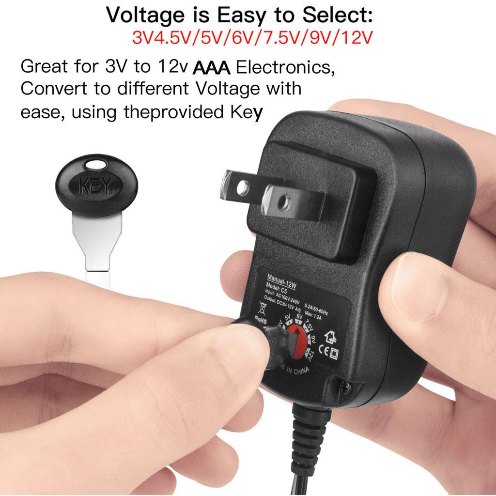 AAA Battery Eliminator US Power Supply Adjustable Voltage 3V 4.5V 6V 9V 12V Adapter Can Replace 2AAA To 8AAA Batteries