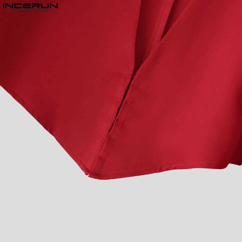 INCERUN Men V Neck Ruffled Long Sleeve Irregular Party Blazer Short Coats