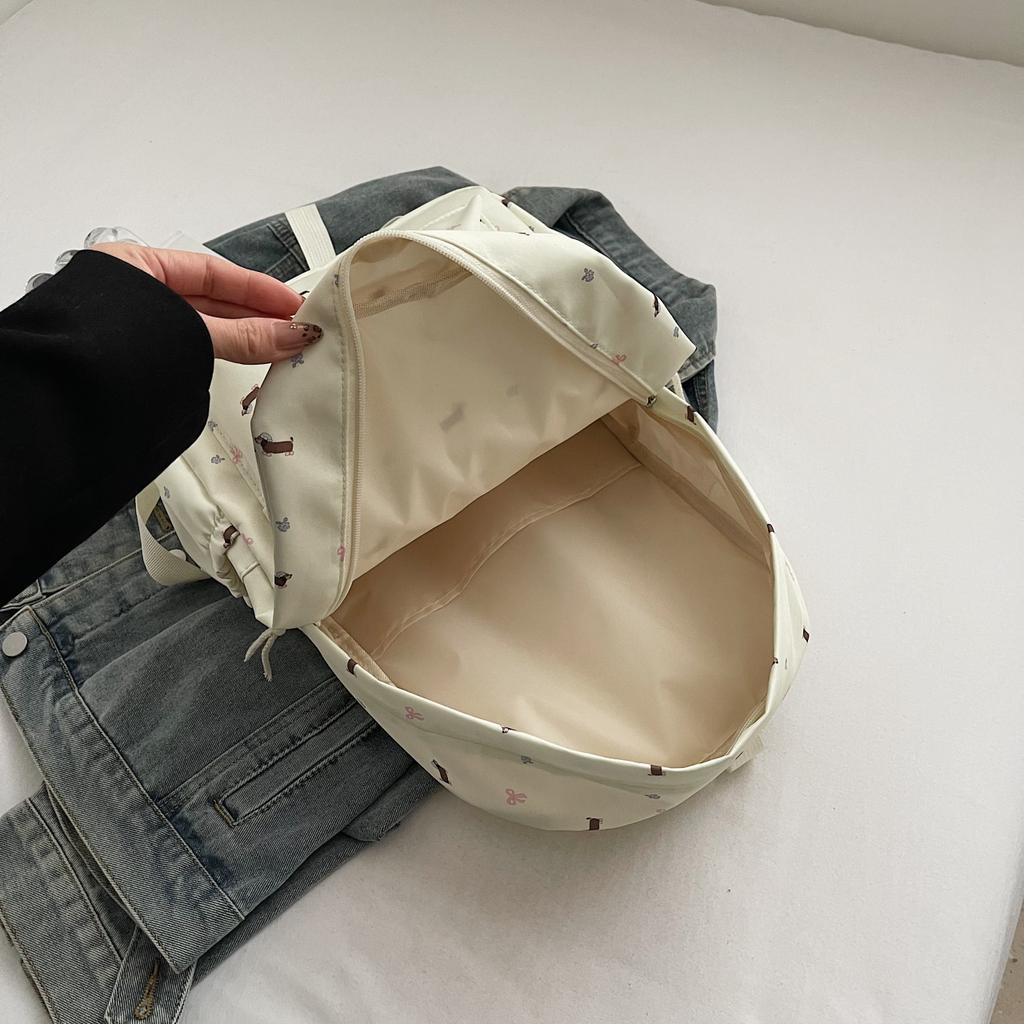 New cute Japanese puppy backpack for girls; floral rucksack for middle and high school students