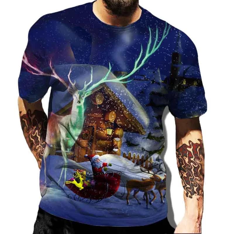 Veselé Vánoce 3D Tisk Tričko Pánské Dámské Módní Trička Dětské Hip Hop Topy Trička Santa Claus Tričko Vtipné Sněhulák Tričko Červené