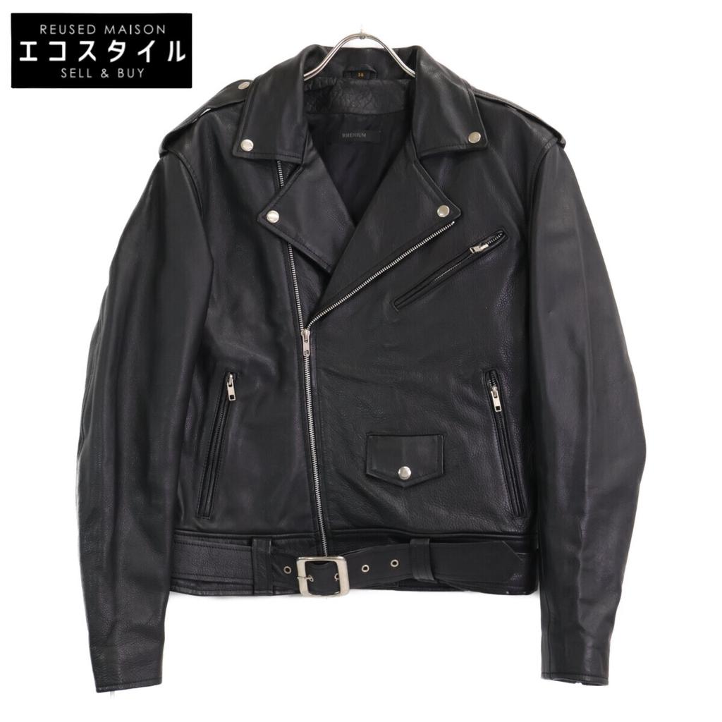 HIDEAWAYS [RHENIUM] Black cowhide double rider jacket Jacket 38 blackUsed