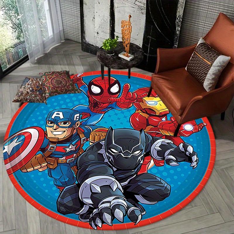 1pc Marvel Avengers Super Heroes Round Area Rug Non Slip, Machine Washable Polyester Carpet For Living Room & Bedroom Decor