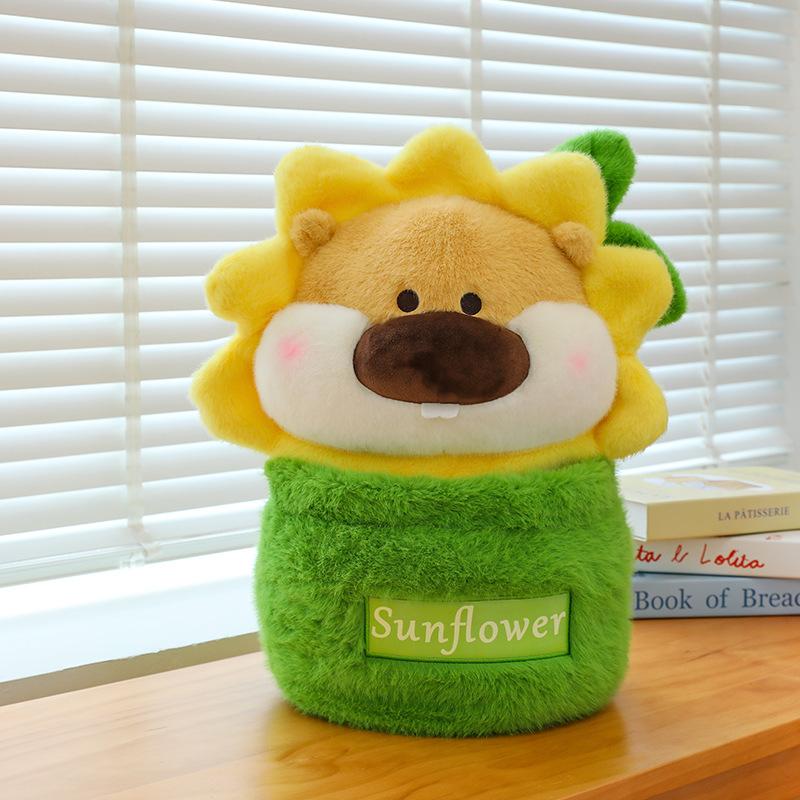 

Flower pot lion doll creative doll rag doll sofa living room small ornament funny sleeping girl birthday gift 25 cm (0.16kg)