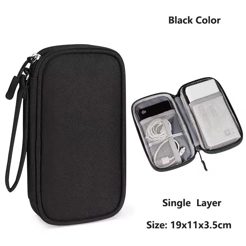 Data Cable Storage Bag Waterproof Portable Carry Case Layers Storage Bag Travel Organizer Bag for Cable Cord USB Charger