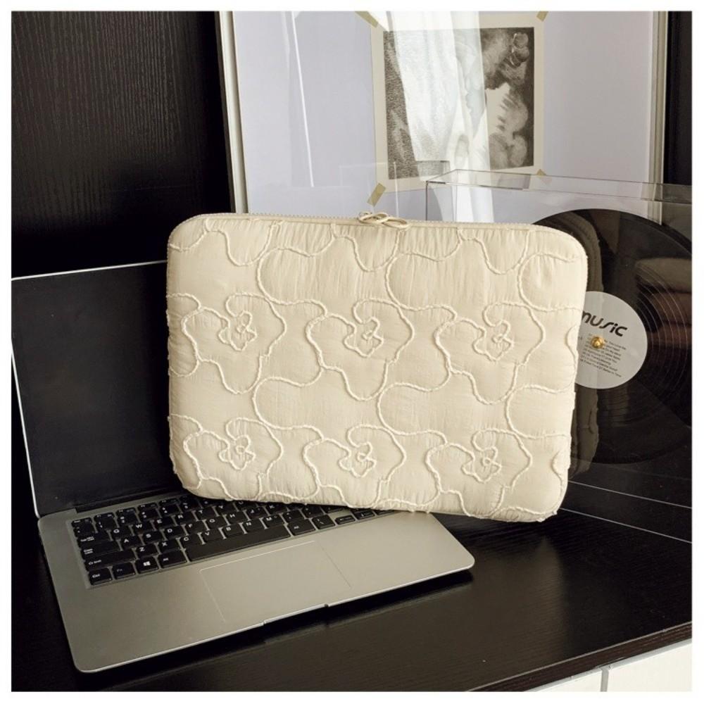 11/14 Inch Laptop Bag Embroidery Flower Soft Tablet Sleeve Case Shockproof Large Capacity for MacBook/iPad/DELL