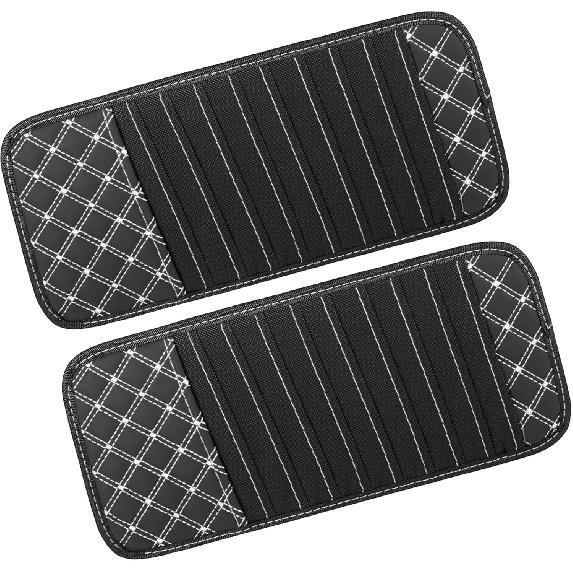 

2pcs Car CD Visor Storage Cases Vehicle Sun Visor Organizer with 10 DVD Storage Sleeves Black with White Line Replace Parts