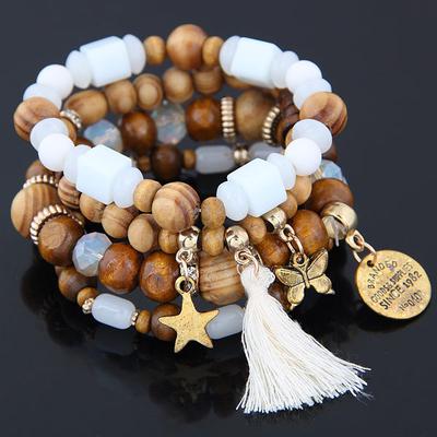 LUXY MOON 4PC Bohemia handgefertigtes Fransen-Stern-Schmetterling-Wildperlen-Armband Temperament-Armband
