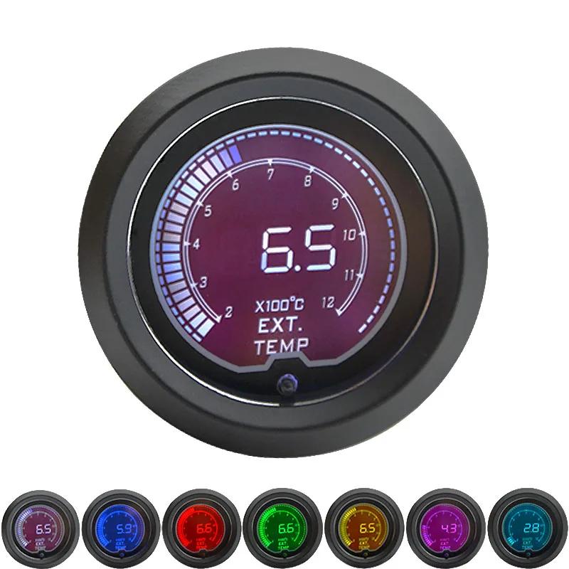 52mm Boost/Water temp/Oil temp/Volt/Tachometer/EGT/Air Fuel ratio/Oil Pressure Gauge LCD Digital 7 Color Display