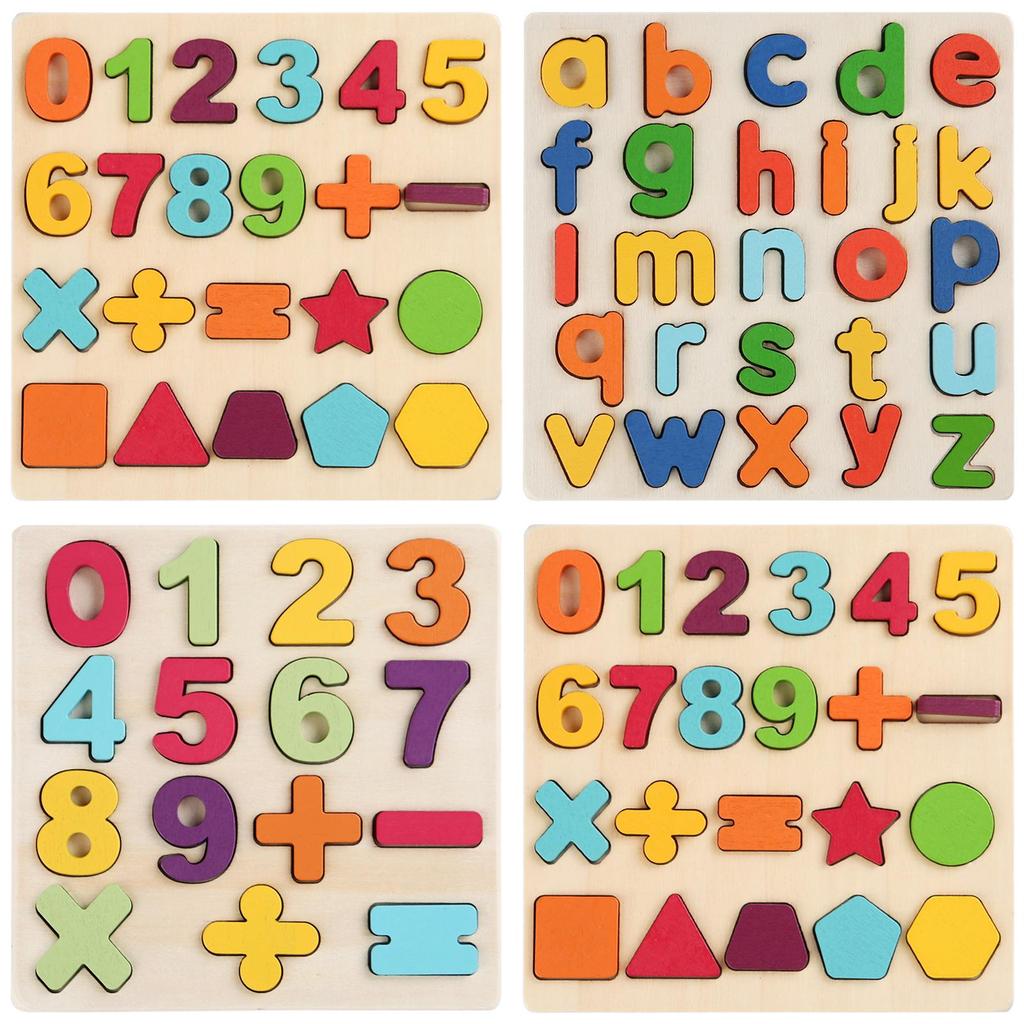 Wooden Montessori Number And Letter Puzzle For Early Childhood Learning And Cognitive Development