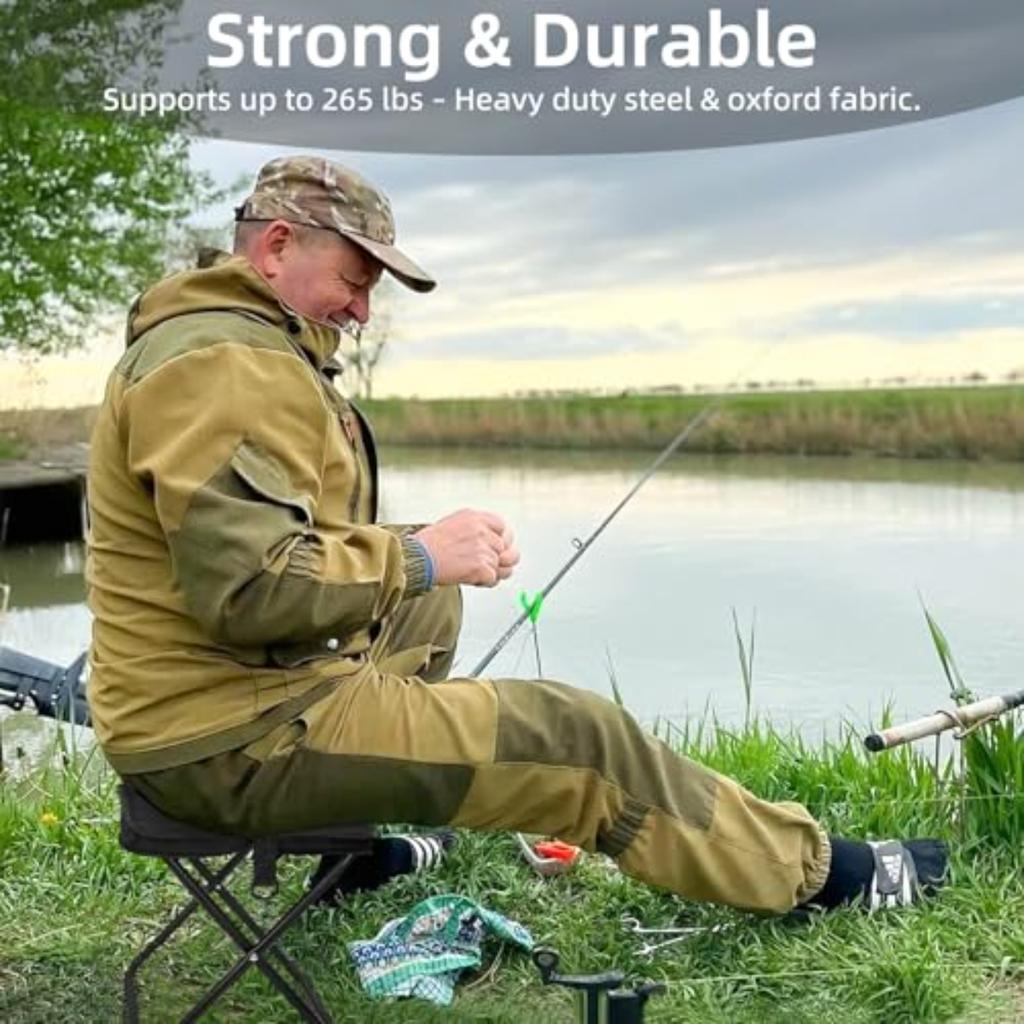 Tragbarer Klappstuhl, Leichtes Eisenlegierungsgestell, Faltbare Outdoor-Camping-Picknickbank, Inklusive Handtasche, Ideal zum Angeln