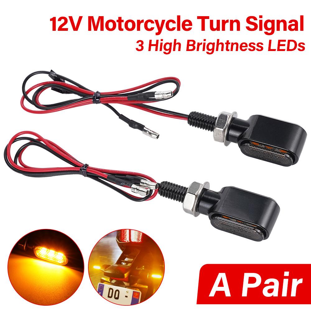 8mm 12V Motorcycle Turn Signal Light Lamp Indicators Blinker 3 High Brightness LED Led  for Honda Yamaha Kawasaki Cafe Racer