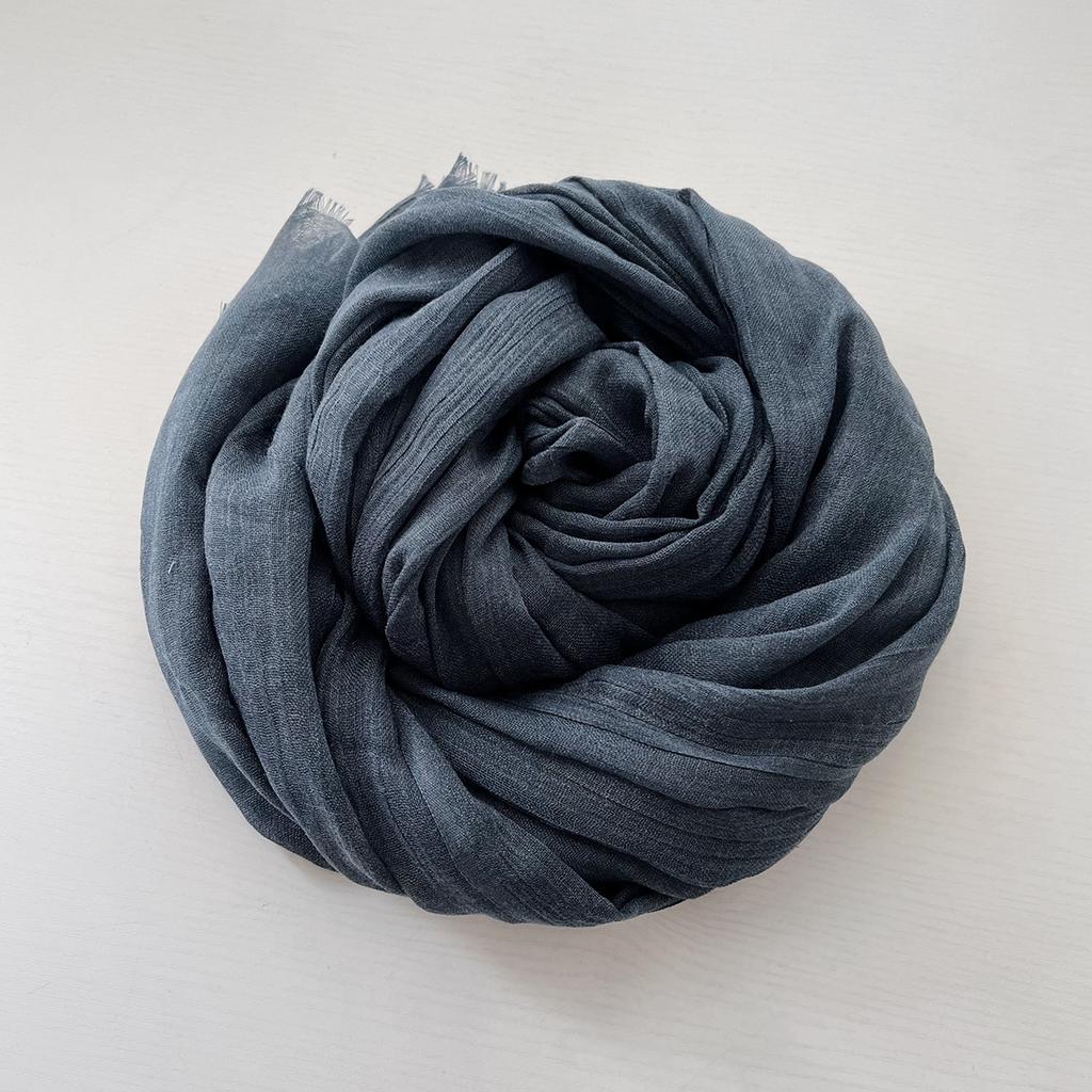 Herbst und Winter vielseitiger langer einfarbiger Baumwoll- und Leinen-Schal Damen Japanischer Retro Kälteschutz warmer Strickschal