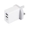 38W Dual USB Fast Charger with QC3.0 & PD Port, Compatible with EU/US/UK Plugs