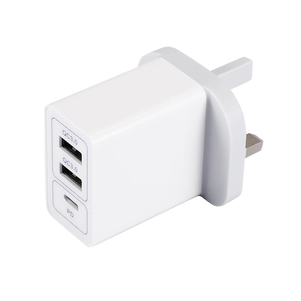 38W Dual USB Fast Charger with QC3.0 & PD Port, Compatible with EU/US/UK Plugs