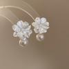 European and American pearl petal fringed earrings light luxury high-end stud earrings temperament versatile earrings design sense niche